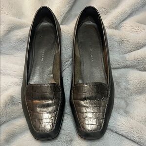Bronze leather Crocodile-Embossed Loafers size 7 1/2 m